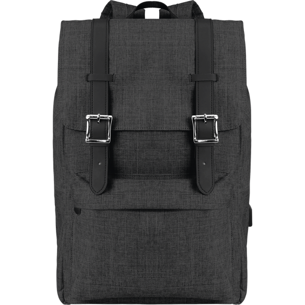 Laptop Backpack with USB (15")_BLACK_front