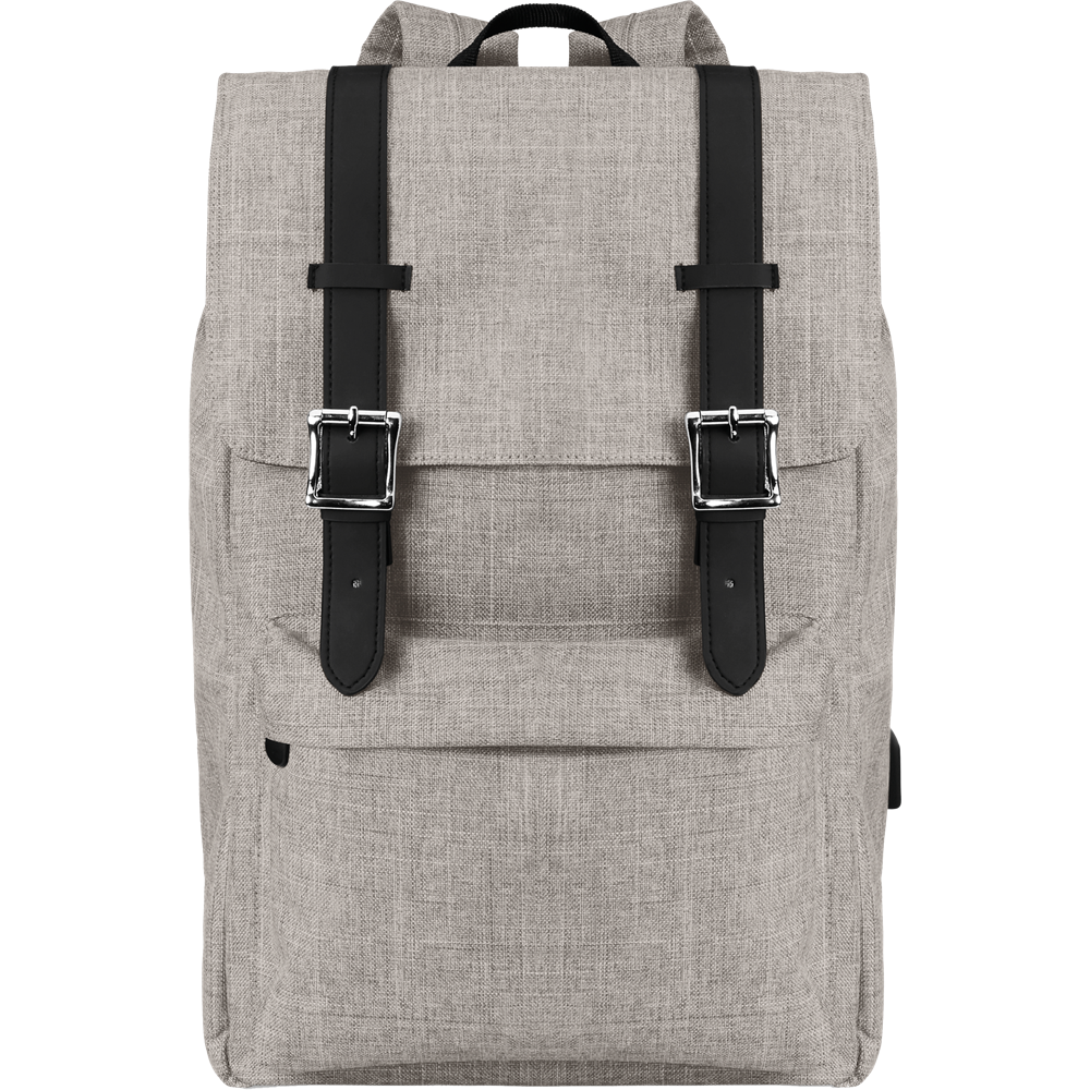 Laptop Backpack with USB (15")_GREY_front