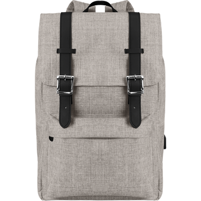 Laptop Backpack with USB (15")_GREY_front