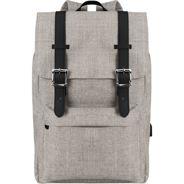 Laptop Backpack with USB (15")_GREY_front