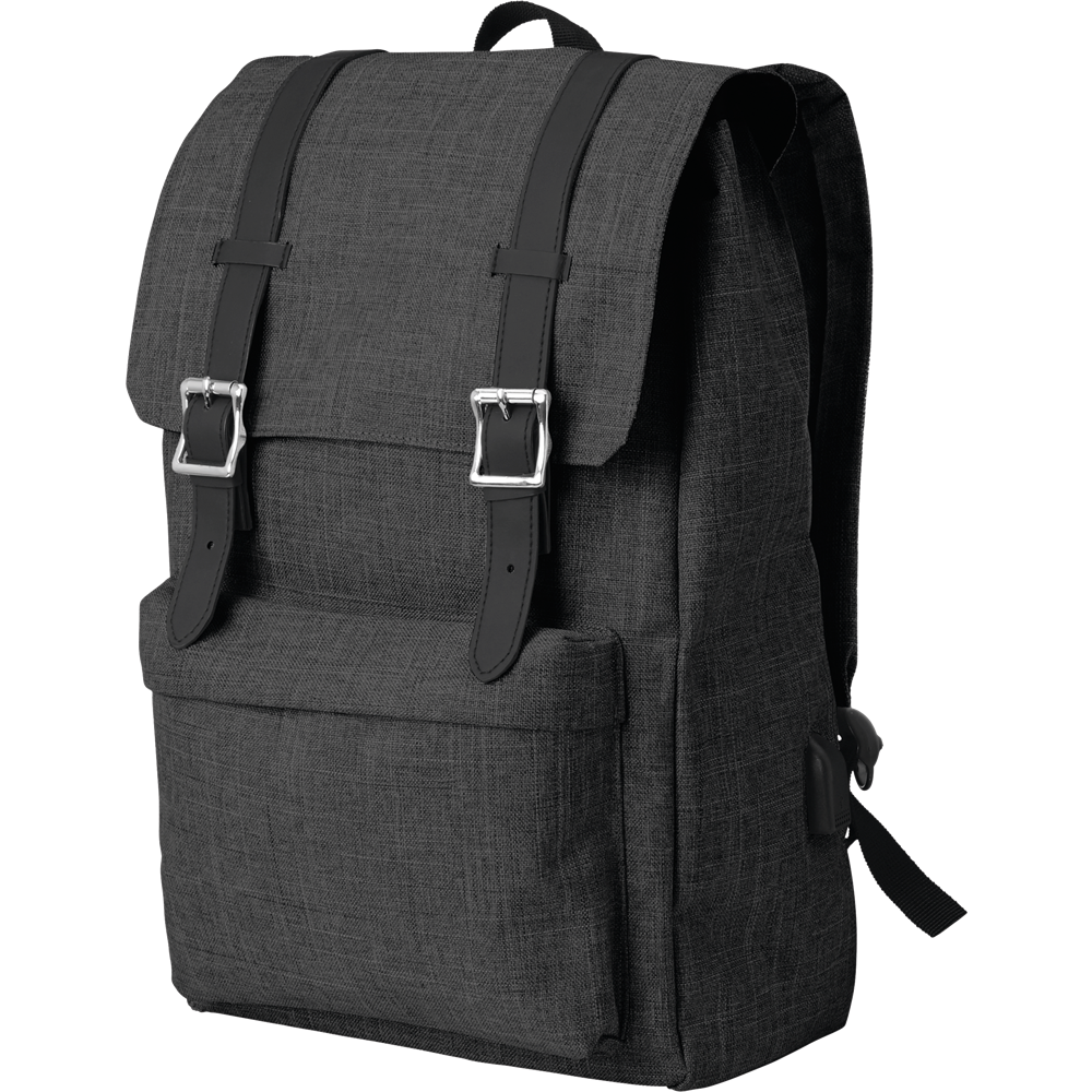 Laptop Backpack with USB (15")_BLACK_DETAILEDIMAGE_front_1
