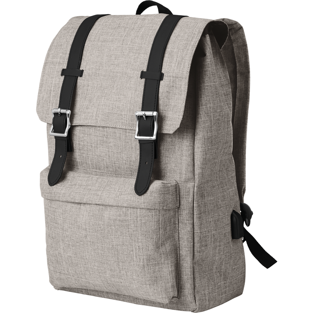 Laptop Backpack with USB (15")_GREY_DETAILEDIMAGE_front_1