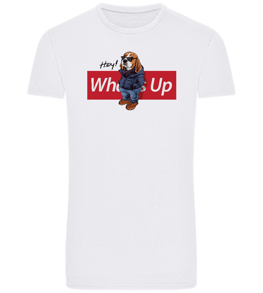 What's Up Dog Design - Basic Unisex T-Shirt_WHITE_front