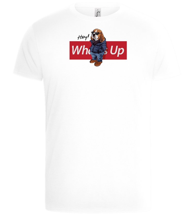 What's Up Dog Design - Basic Unisex T-Shirt_WHITE_front