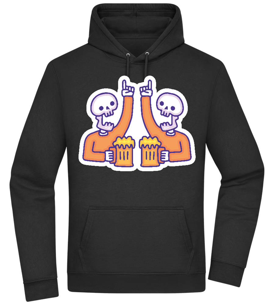 Two Skeleton Beers Design - Premium Essential Unisex Hoodie_BLACK_front