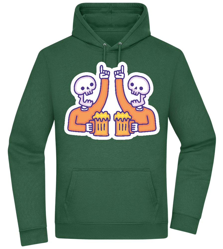 Two Skeleton Beers Design - Premium Essential Unisex Hoodie_GREEN BOTTLE_front