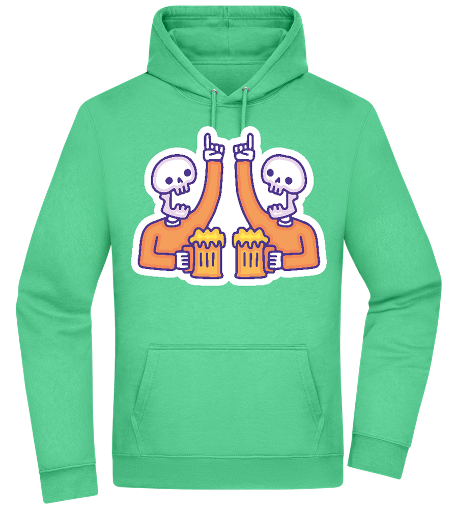 Two Skeleton Beers Design - Premium Essential Unisex Hoodie_SPRING GREEN_front