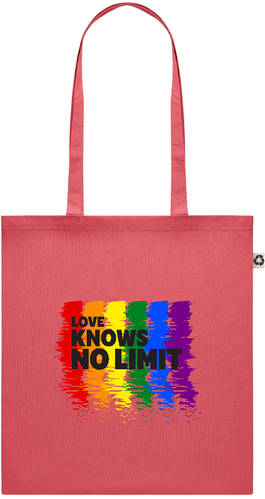 Love Knows No Limits Design - Recycled cotton colored shopping bag_RED_front