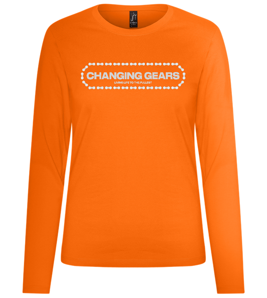 Changing Gears Design - Premium Women´s long sleeve t-shirt_ORANGE_front