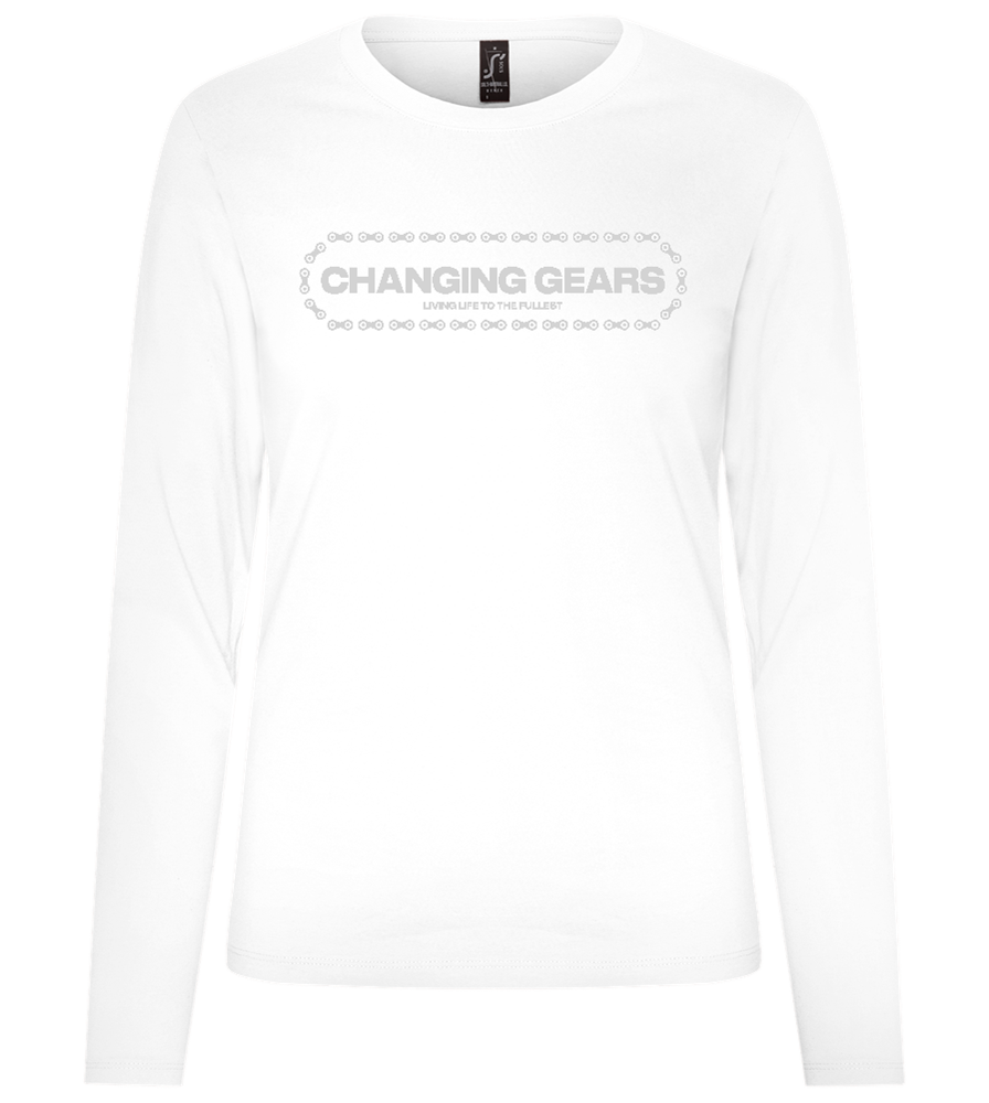 Changing Gears Design - Premium Women´s long sleeve t-shirt_WHITE_front