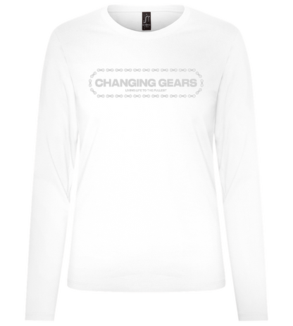 Changing Gears Design - Premium Women´s long sleeve t-shirt_WHITE_front