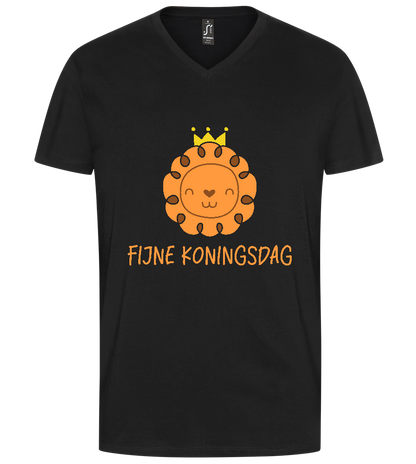 Fijne Koningsdag Design - Premium men's v-neck t-shirt_DEEP BLACK_front