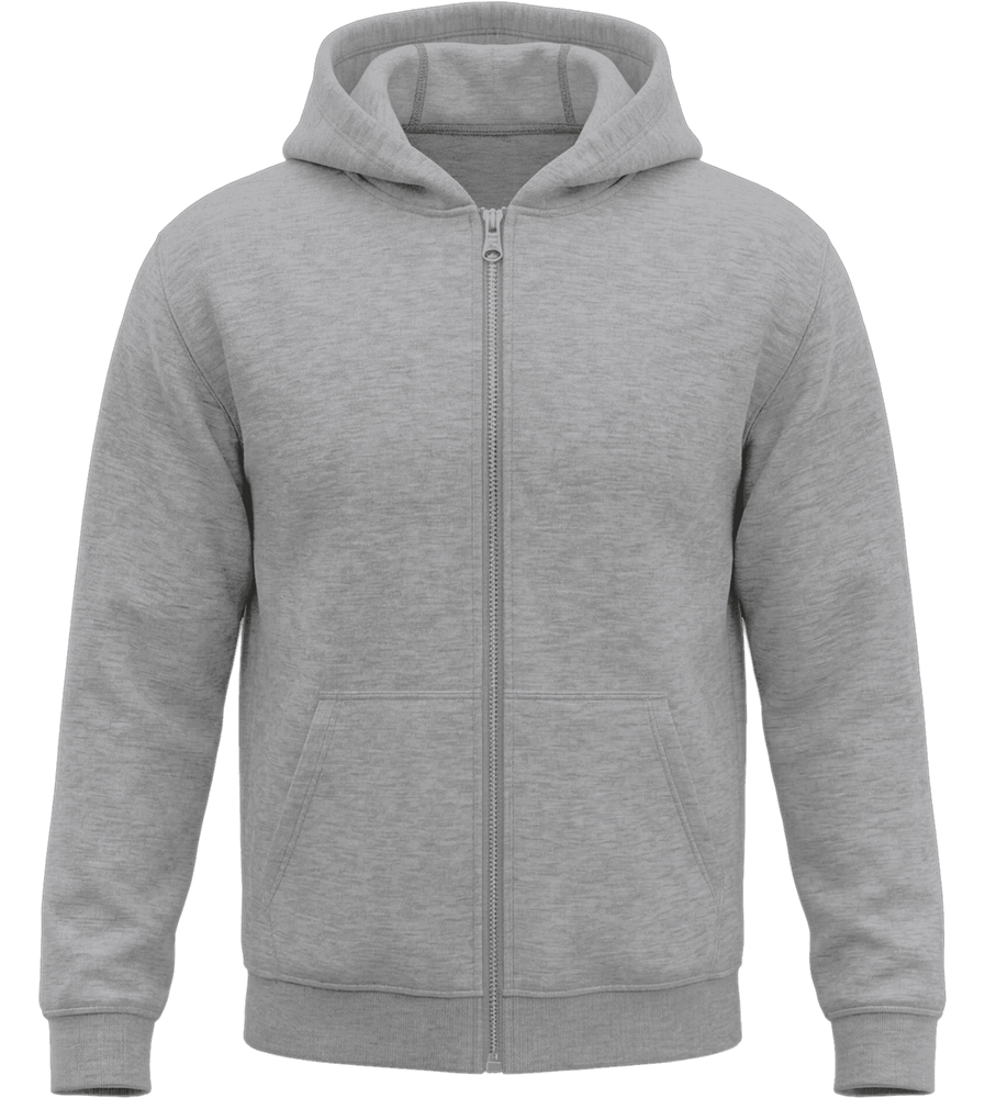 Premium Unisex Hooded Zip Sweatshirt_GREY MELANGE_front