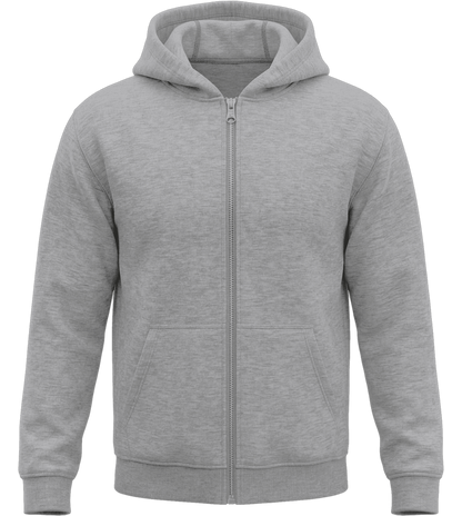 Premium Unisex Hooded Zip Sweatshirt_GREY MELANGE_front