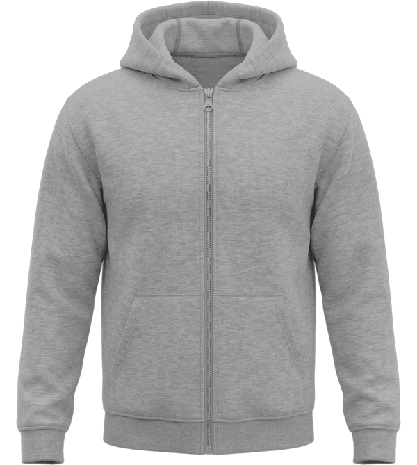 Premium Unisex Hooded Zip Sweatshirt_GREY MELANGE_front