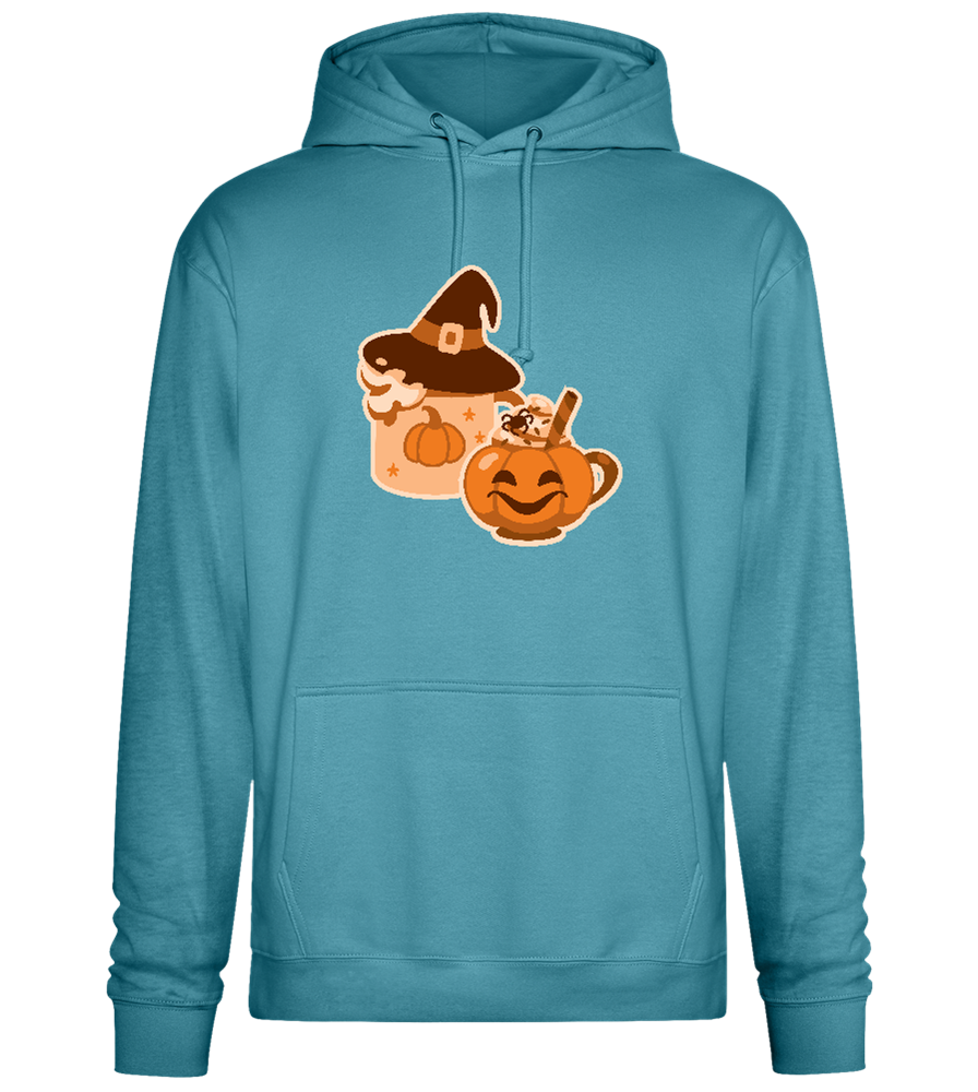 Scary Pumpkin Spice Design - Premium Essential Unisex Hoodie_POOL BLUE_front