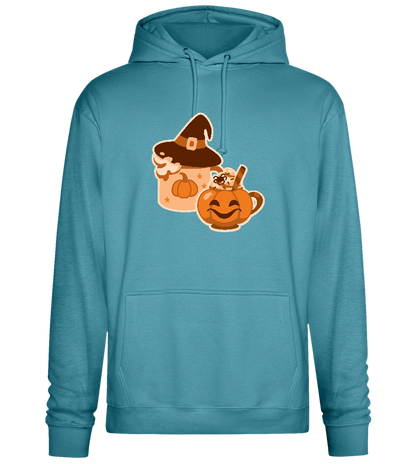 Scary Pumpkin Spice Design - Premium Essential Unisex Hoodie_POOL BLUE_front