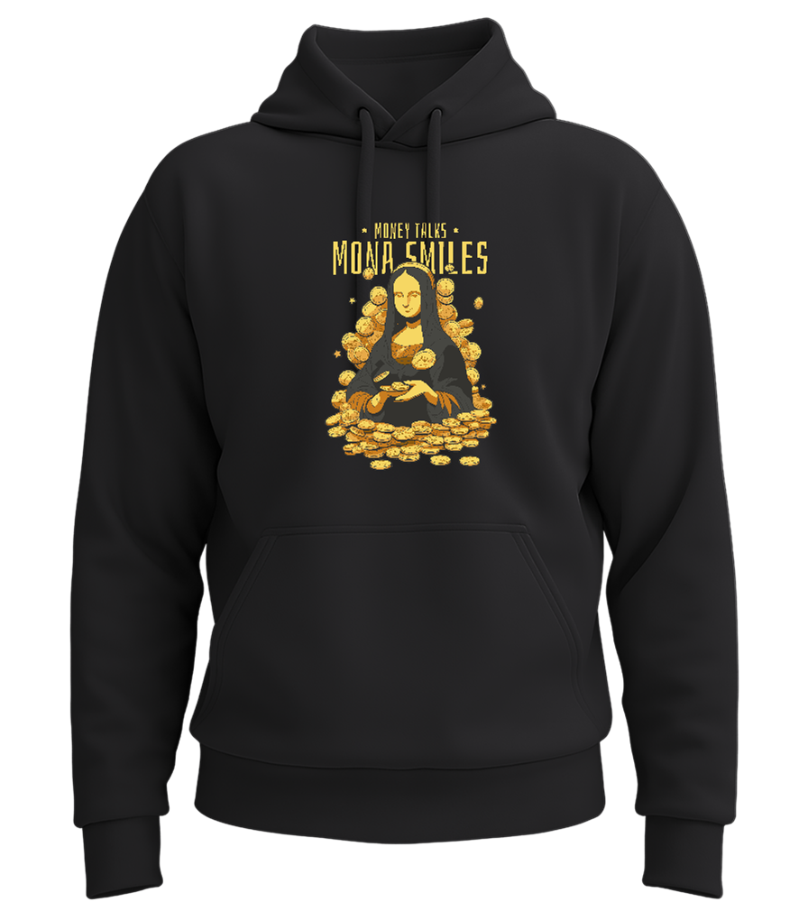 Money Talks Mona Smiles Design - Premium Essential Unisex Hoodie_BLACK_front