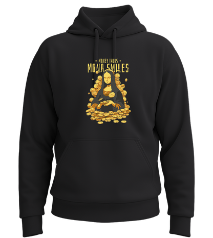 Money Talks Mona Smiles Design - Premium Essential Unisex Hoodie_BLACK_front