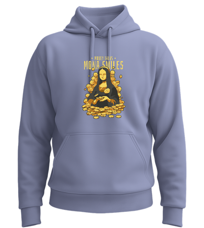 Money Talks Mona Smiles Design - Premium Essential Unisex Hoodie_BLUE_front
