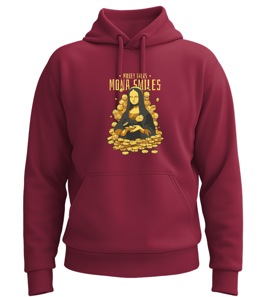 Money Talks Mona Smiles Design - Premium Essential Unisex Hoodie_BORDEAUX_front