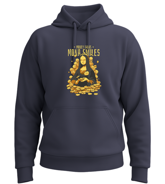 Money Talks Mona Smiles Design - Premium Essential Unisex Hoodie_FRENCH NAVY_front