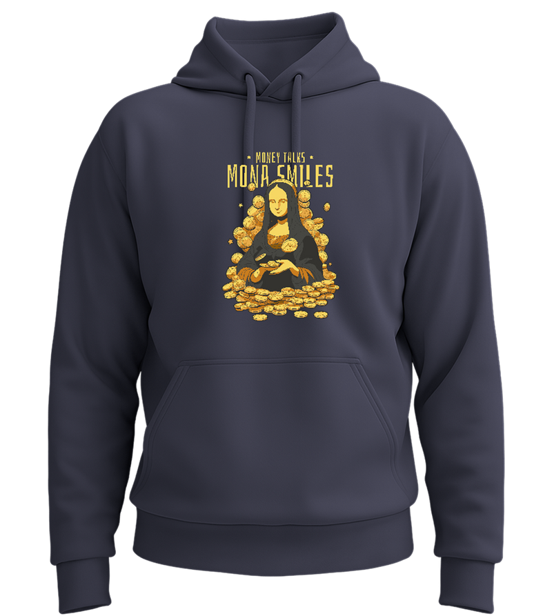 Money Talks Mona Smiles Design - Premium Essential Unisex Hoodie_FRENCH NAVY_front
