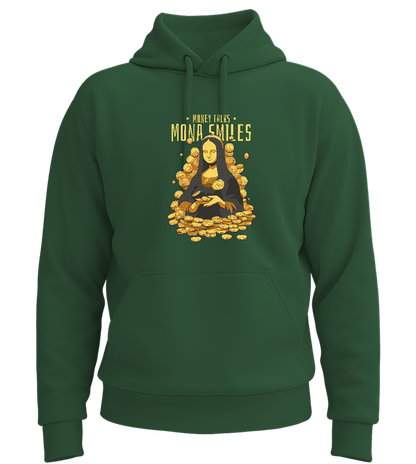Money Talks Mona Smiles Design - Premium Essential Unisex Hoodie_GREEN BOTTLE_front