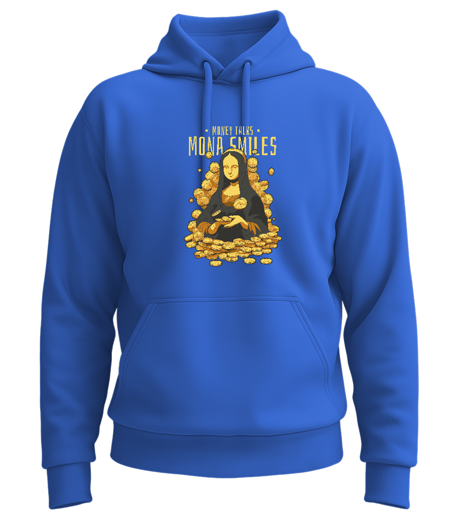 Money Talks Mona Smiles Design - Premium Essential Unisex Hoodie_ROYAL_front