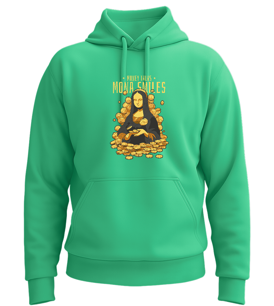 Money Talks Mona Smiles Design - Premium Essential Unisex Hoodie_SPRING GREEN_front
