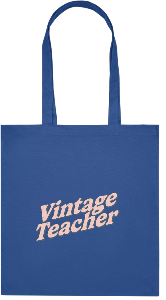 Vintage Teacher Design - Premium colored organic cotton tote bag_ROYAL BLUE_front