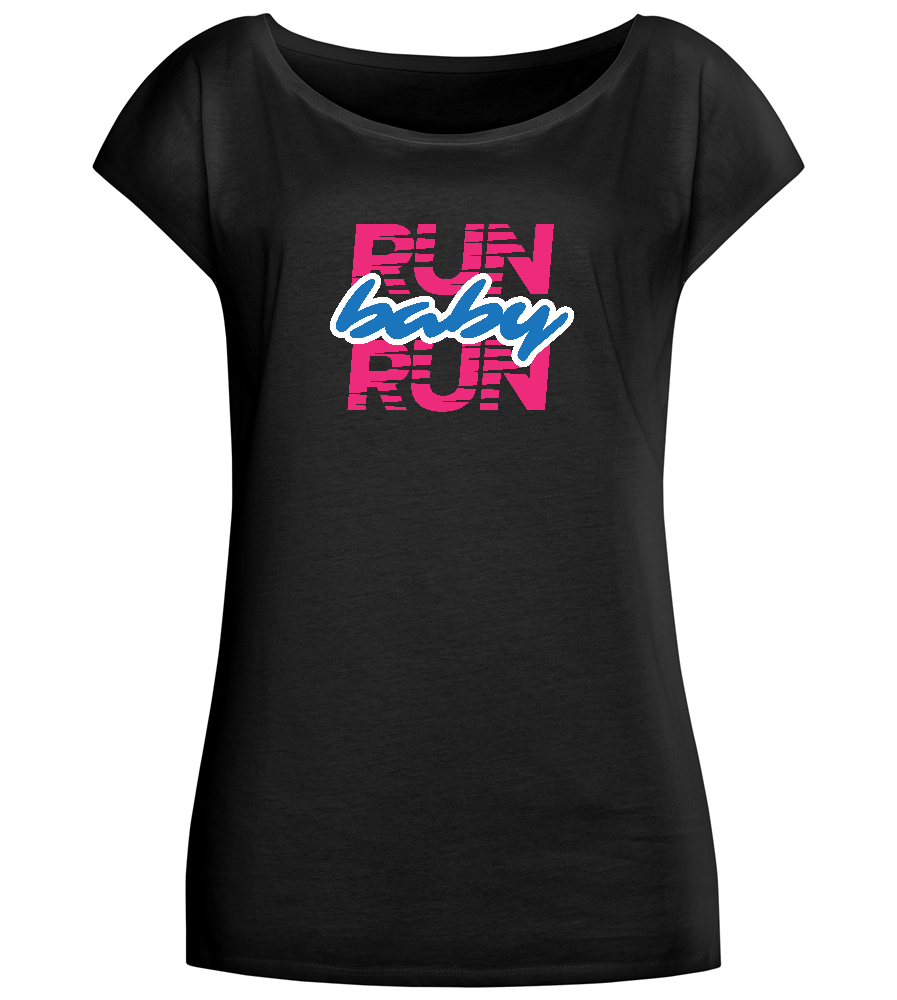 Run Baby Run Design - Comfort long t-shirt_DEEP BLACK_front