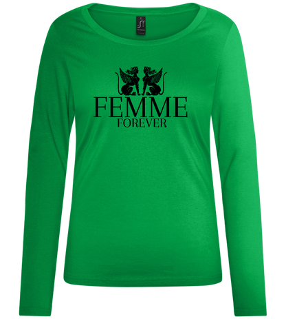 Femme Forever Design - Comfort women's long sleeve t-shirt_MEADOW GREEN_front