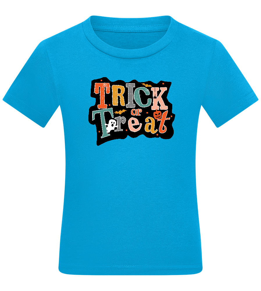 Spooky Trick or Treat Design - Comfort kids fitted t-shirt_TURQUOISE_front