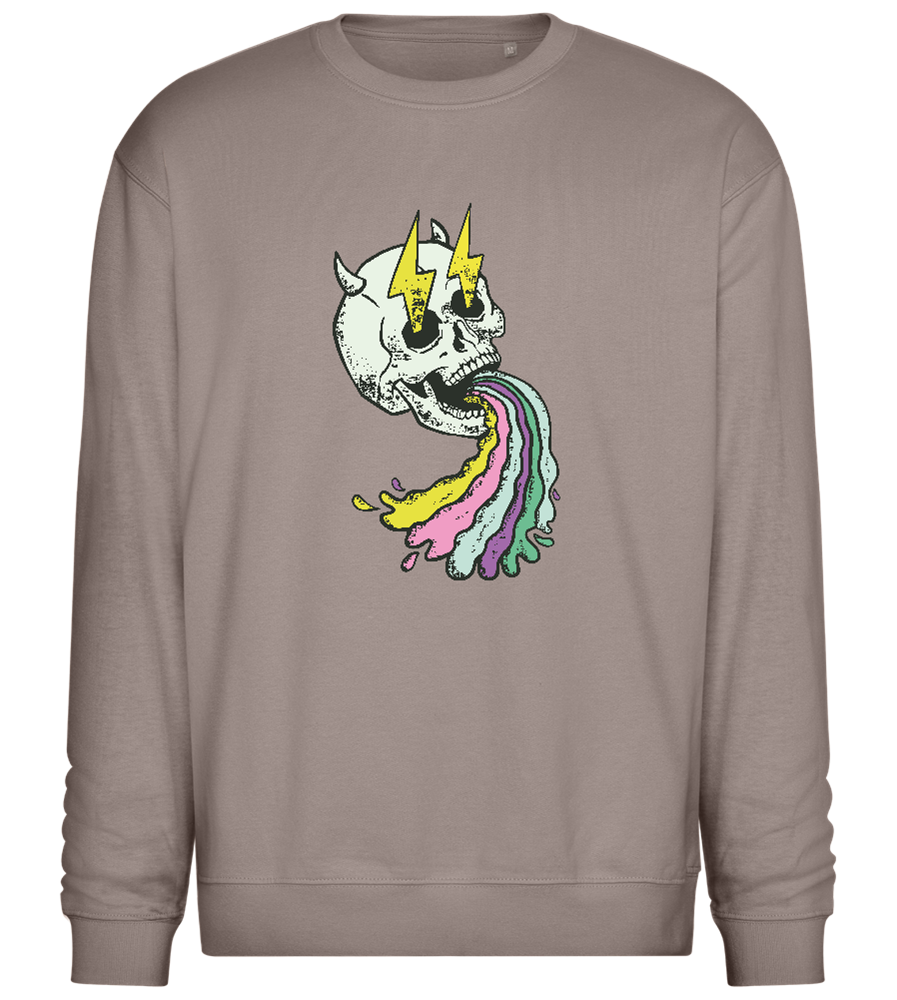 Rainbow Skull Thunders Design - Comfort Essential Unisex Sweater_CHARCOAL CHIN_front