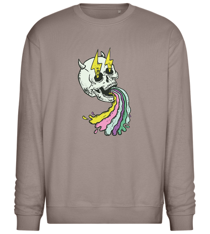 Rainbow Skull Thunders Design - Comfort Essential Unisex Sweater_CHARCOAL CHIN_front