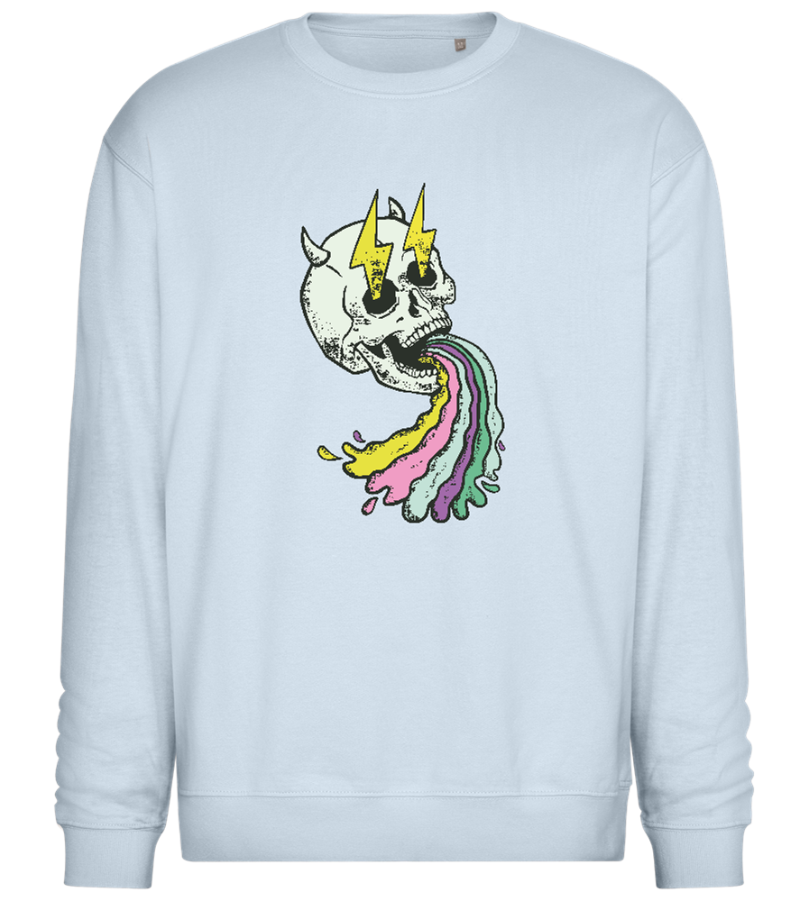 Rainbow Skull Thunders Design - Comfort Essential Unisex Sweater_CREAMY BLUE_front