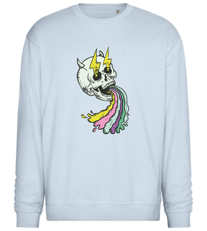 Rainbow Skull Thunders Design - Comfort Essential Unisex Sweater_CREAMY BLUE_front