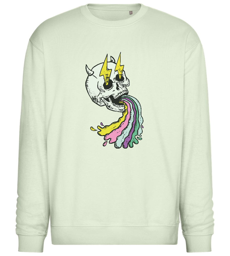 Rainbow Skull Thunders Design - Comfort Essential Unisex Sweater_CREAMY GREEN_front