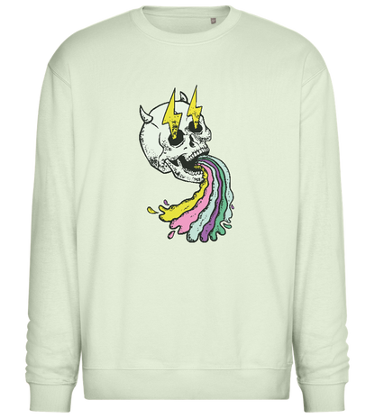 Rainbow Skull Thunders Design - Comfort Essential Unisex Sweater_CREAMY GREEN_front