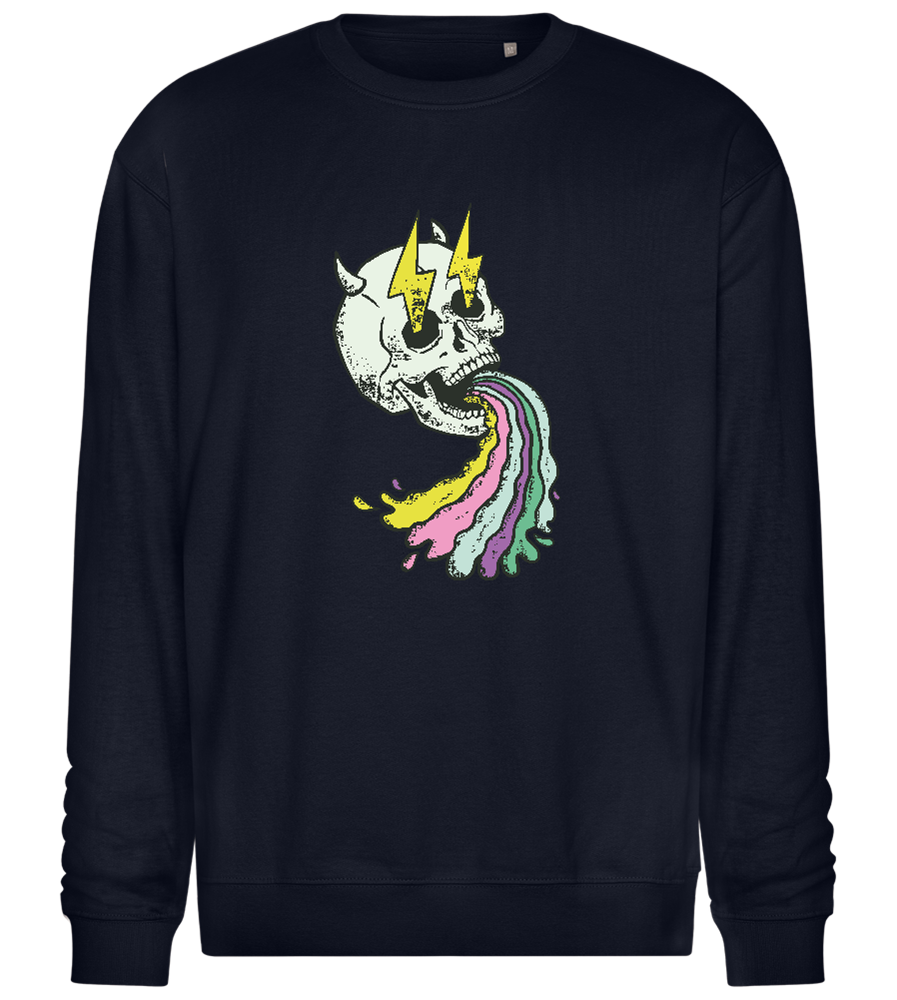 Rainbow Skull Thunders Design - Comfort Essential Unisex Sweater_FRENCH NAVY_front