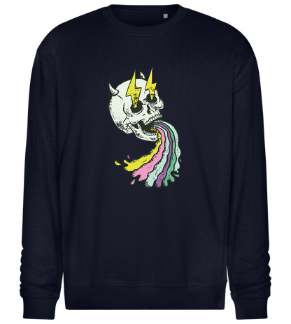 Rainbow Skull Thunders Design - Comfort Essential Unisex Sweater_FRENCH NAVY_front