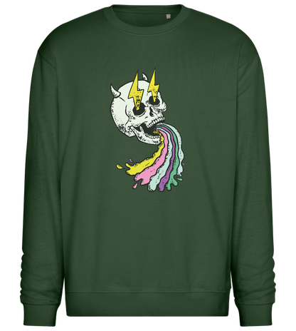 Rainbow Skull Thunders Design - Comfort Essential Unisex Sweater_GREEN BOTTLE_front