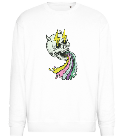 Rainbow Skull Thunders Design - Comfort Essential Unisex Sweater_WHITE_front