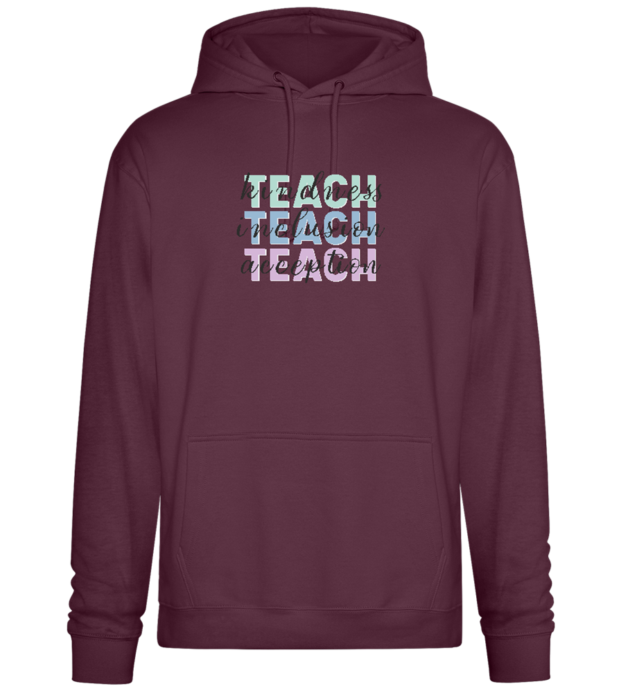 Kindness Inclusion Acception Design - Premium Essential Unisex Hoodie_BORDEAUX_front