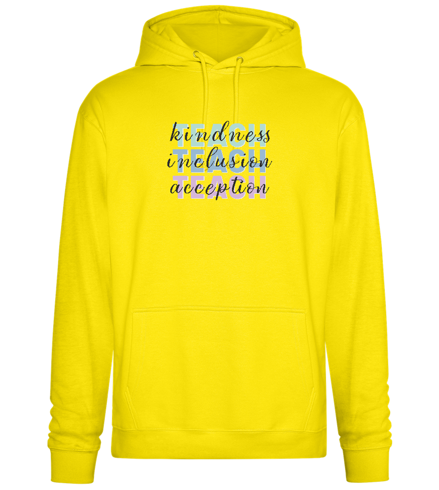 Kindness Inclusion Acception Design - Premium Essential Unisex Hoodie_YELLOW_front