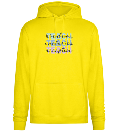 Kindness Inclusion Acception Design - Premium Essential Unisex Hoodie_YELLOW_front