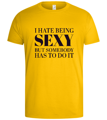 I Hate Being Sexy Design - Basic men's t-shirt_YELLOW_front