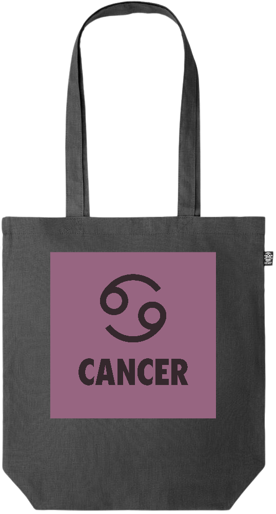 Zodiac Cancer Design - Premium colored organic hemp tote bag_BLACK_front