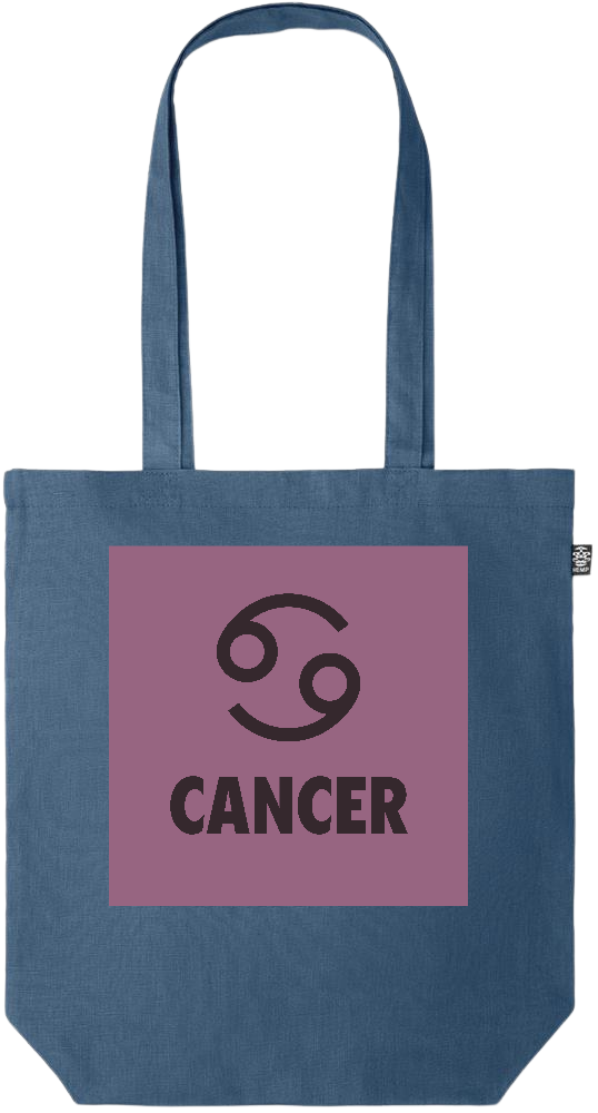 Zodiac Cancer Design - Premium colored organic hemp tote bag_BLUE_front